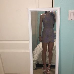 Purple lace scallop ending dress